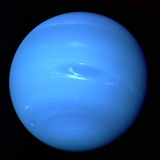 Neptune's banded, cloudy atmosphere